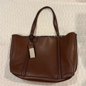 Zara Brown Leather Tote Bag